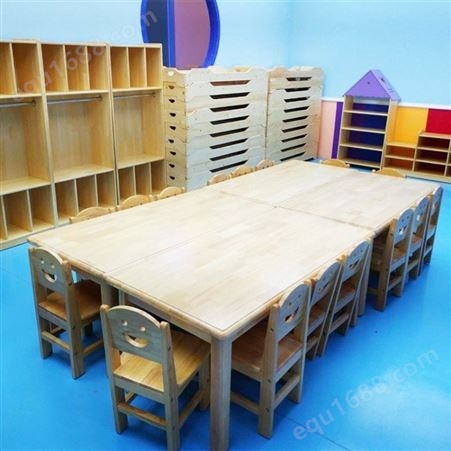 山东实木六人桌 幼儿园叠叠床