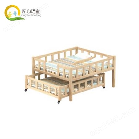 橡木简约三层六人推拉床 双层4人儿童床 可定制幼儿园家具厂家
