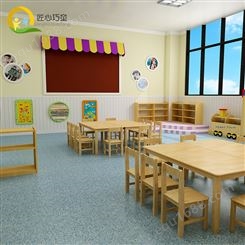 来图订制幼儿园实木桌椅 儿童早教课室桌子生产厂家 巧童