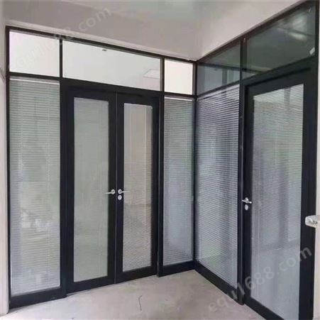 办公室钢化玻璃隔断 双玻百叶铝合金磨砂玻璃 免费上门测量安装