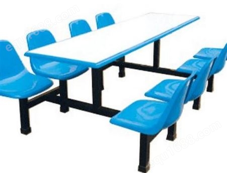 学生食堂员工不锈钢餐桌椅四人位玻璃钢连体快餐桌 教育设备