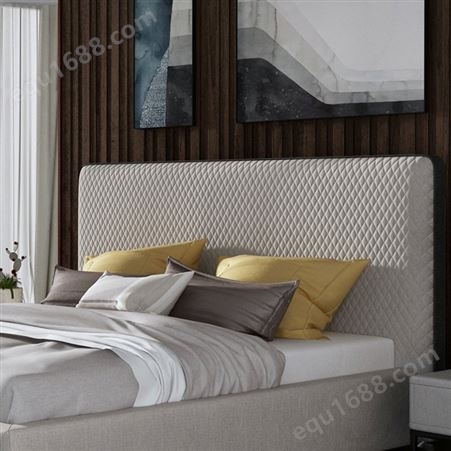 天一美家意式床头软包主卧室1.8米双人大床现代简约布艺家具