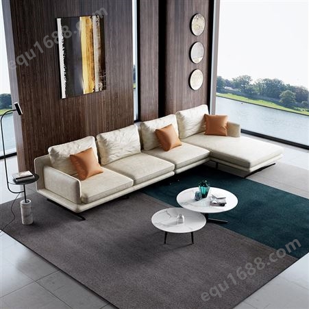 天一美家意式极简沙发大小户型 客厅高档轻奢科技免洗布艺家具