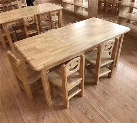 幼儿园实木桌椅橡木 樟子松儿童长方桌 培训班学生课桌