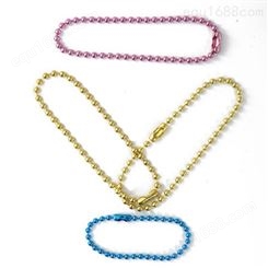 大湾饰品供应2.4mm长短珠链 不锈钢 彩色吊牌珠链批发定做